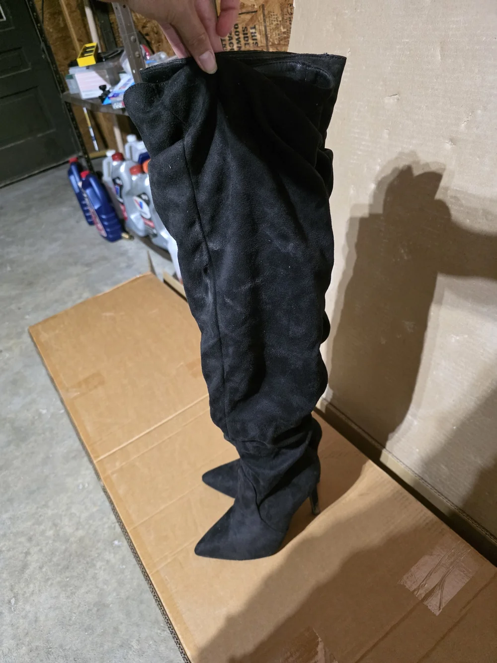 Black Over-the-Knee Stiletto Boots - Women's Fashion